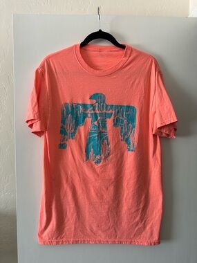 Coral Short-Sleeve Tee with Teal Southwestern Graphic
